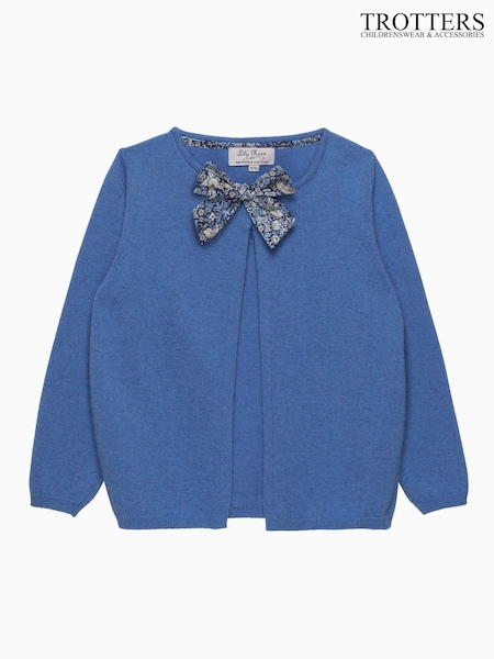 Trotters London Blue Strawberry Thief Bow Cardigan (G12020) | 297 QAR - 317 QAR