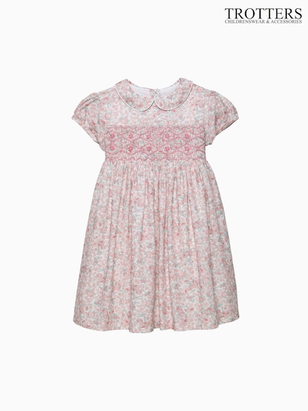 Trotters London Pink Arabella Floral Smocked Dress (G12027) | AED443 - AED478