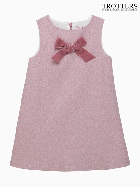 Trotters London Pink Georgina Bow Dress (G12030) | 317 QAR - 346 QAR