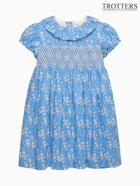 Trotters London Blue Capel Smocked Party Dress (G12034) | AED524 - AED559