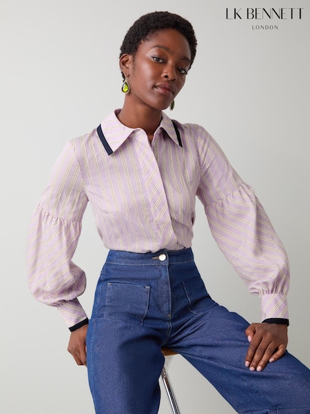 LK Bennett Purple Selma Lilac Striped Shirt (G12282) | €228