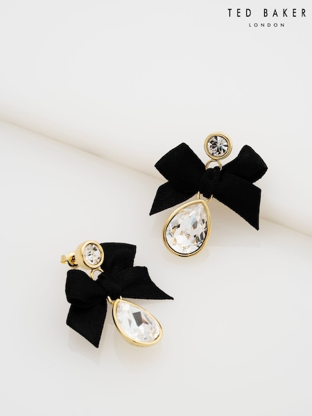 Ted Baker Gold Tone Ritala: Ribbon Bow Crystal Drop Earrings (G12333) | €74
