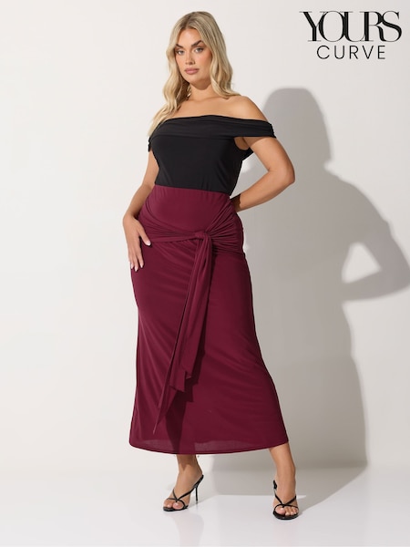 Yours Curve Red Limited Tie Maxi Skirt (G12418) | €36