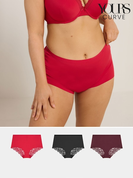 Yours Curve Lace Back High Waist Knickers 3 Pack (G12419) | ‏116 د.إ.‏