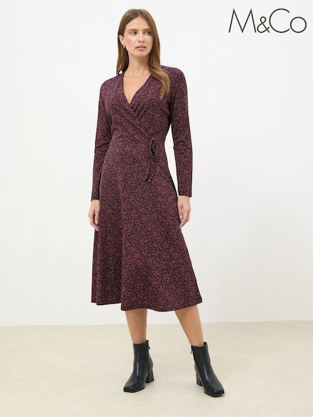 M&Co Red Long Sleeve Wrap Dress (G12432) | €50