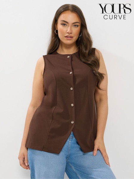 Yours Curve Brown Scuba Waistcoat (G12435) | €35