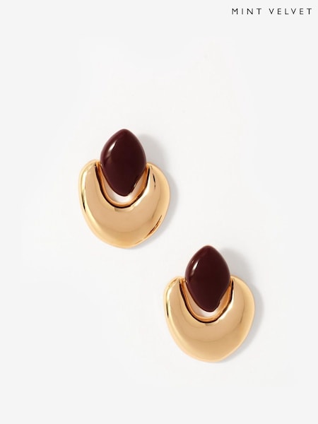 Mint Velvet Gold Tone Stone Detail Earrings (G12498) | €36