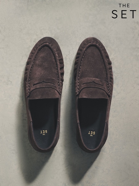 The Set Chocolate Brown Premium Suede Loafers (G12552) | €79.50
