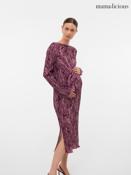 Mamalicious Purple Swirl Print Plisse Dress (G12596) | €50