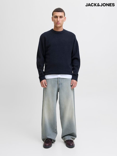 JACK & JONES Blue Crew Neck Knitted Jumper (G12599) | 148 QAR
