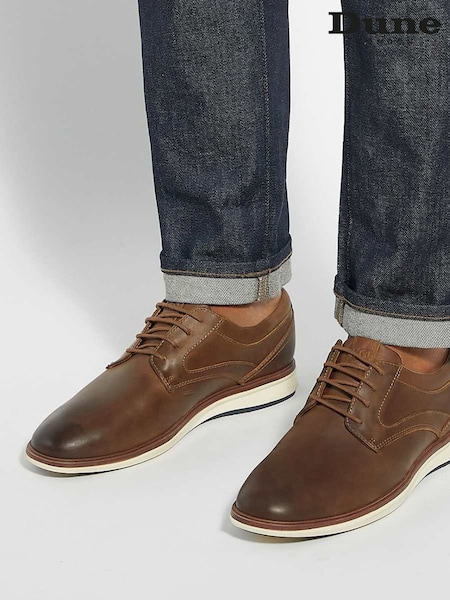 Dune London Brown Brydon Hybrid Sole Gibson Shoes (G12620) | €138