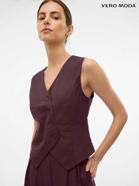 VERO MODA Red Asymmetric Button Waistcoat (G12628) | €50