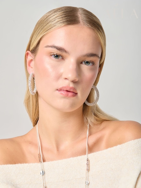 Aela Cream Pearl Hoop Earrings (G12779) | AED73