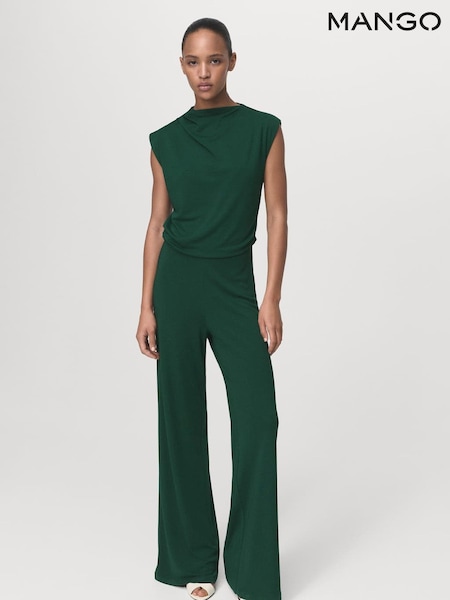 Mango Green Straight-Fit Jumpsuit With Draped Neckline (G12900) | €77