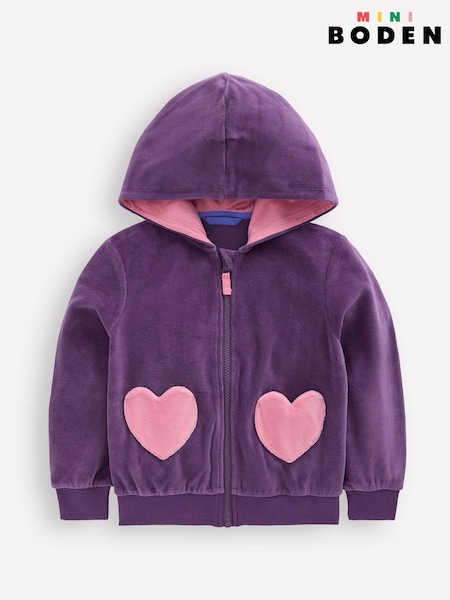 Boden Purple Velour Hoodie (G12951) | 158 QAR - 183 QAR