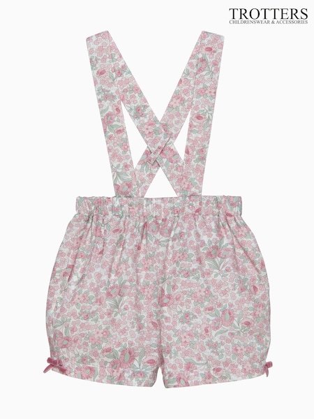 Trotters London Pink Arabella Floral Bloomers & Braces Shorts (G13121) | AED256