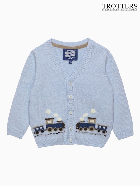 Trotters London Blue Tarquin Train Cardigan (G13122) | AED320