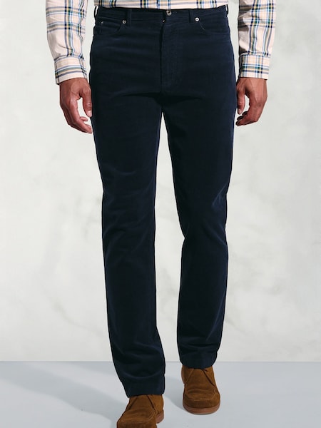 Brook Taverner Blue 5 Pocket Corduroy Stretch Cotton Trousers (G13140) | €80