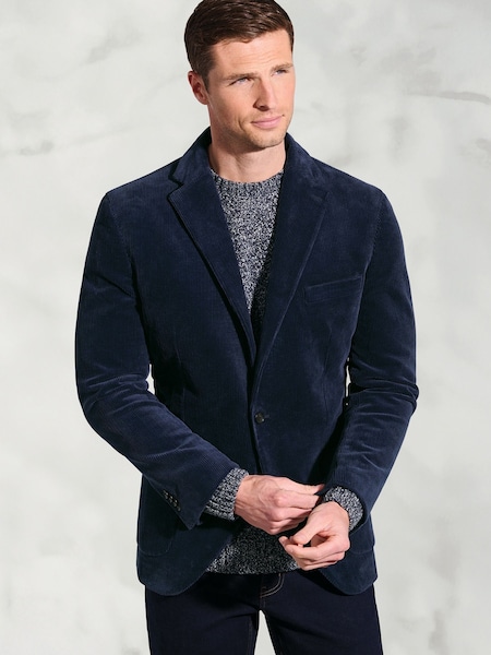 Brook Taverner Blue Corduroy Cotton Stretch Jacket (G13142) | €171