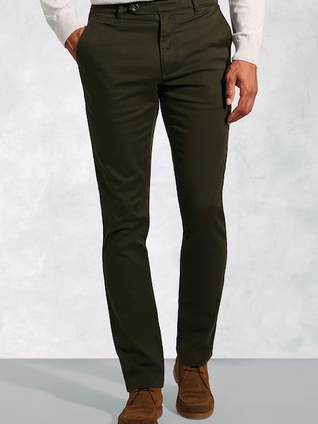 Brook Taverner Green Cavalry Twill Stretch Cotton Trousers (G13149) | R$ 590