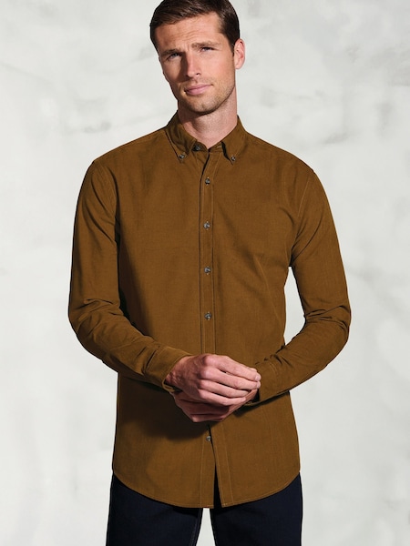 Brook Taverner Brown Needlecord Cotton Shirt (G13168) | 247 QAR