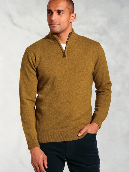 Brook Taverner Yellow Lambswool Zip Neck Jumper (G13176) | €80