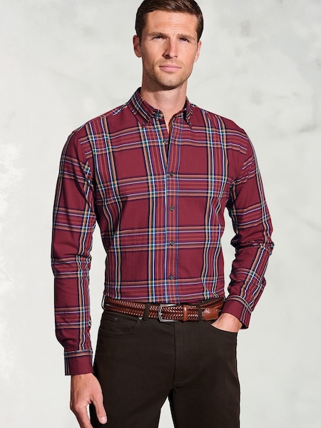 Brook Taverner Red Oversize Check Cotton Shirt (G13178) | €66
