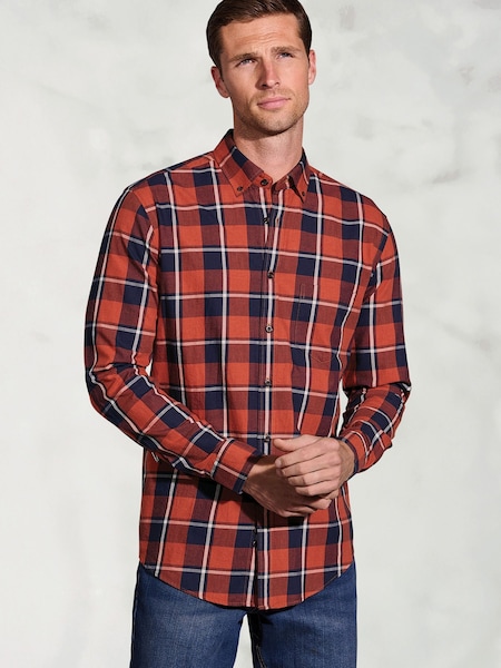 Brook Taverner Red Melange Check Cotton Shirt (G13194) | €66
