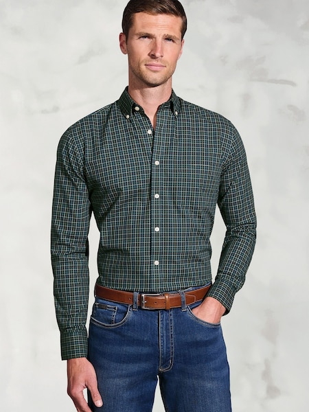 Brook Taverner Green Small Tattersall Check Cotton Shirt (G13198) | €66