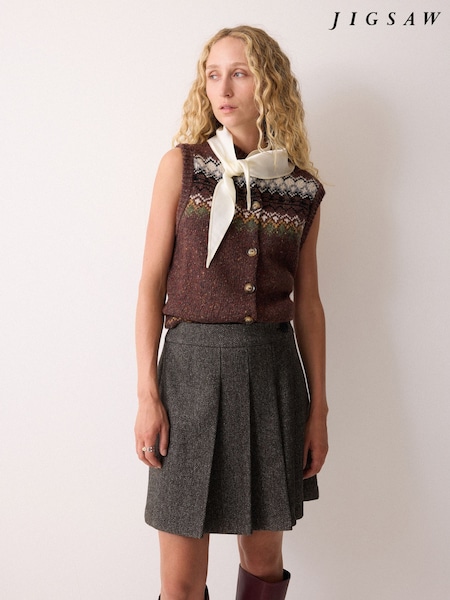 Jigsaw Brown Wool Twill Mini Skirt (G13269) | €210