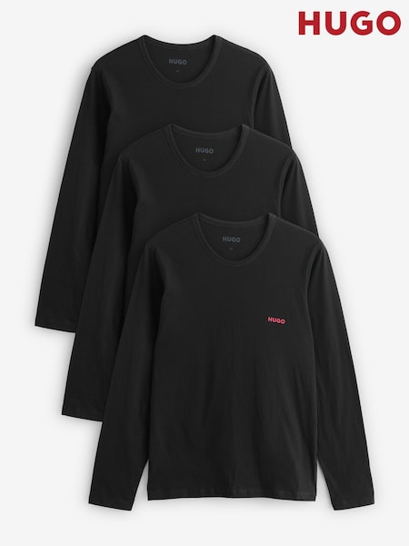 HUGO Black Long Sleeve 3 Pack Logo T-Shirts (G13275) | €88