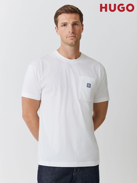 HUGO White Stacked Logo Pocket T-Shirt (G13276) | €78