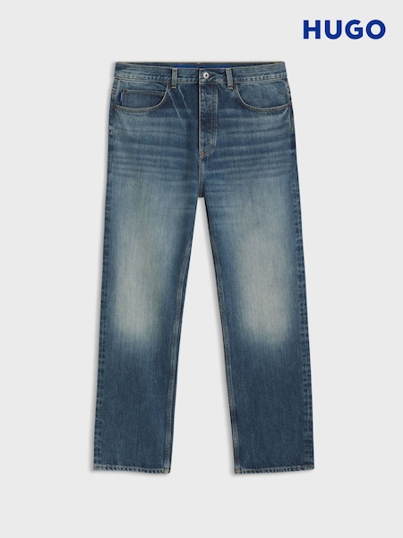 أزرق - HUGO Nate Relaxed Loose Fit Denim Jeans (G13291) | ‏618 ر.ق.