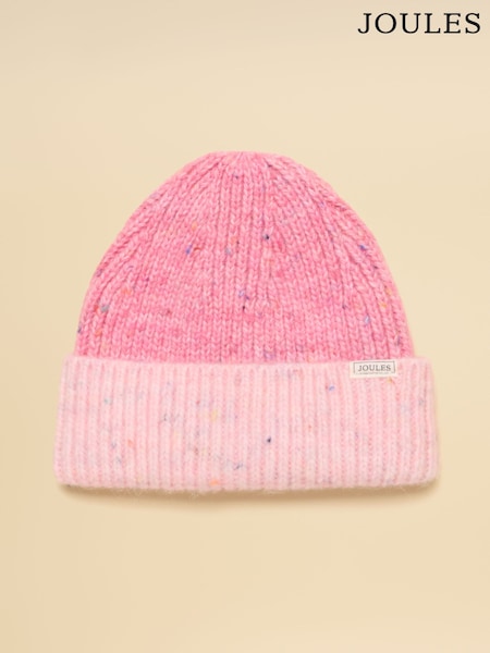 Pink - Joules Colourblock Beanie Hat