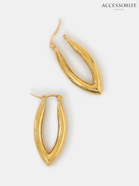 Accessorize Gold Tone 14ct Plated V-Shaped Hoop Earrings (G13383) | €22.50