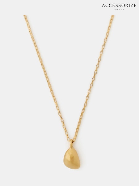 Accessorize Gold Tone Stainless Steel Molten Nugget Pendant Necklace (G13387) | €31