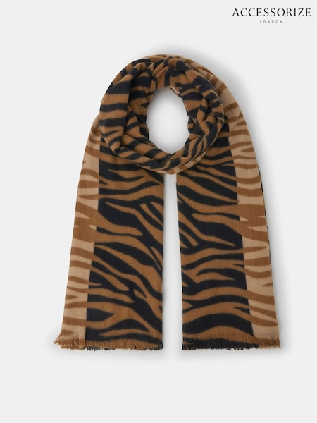 Accessorize Brown Tiger Print Blanket Scarf (G13399) | €31