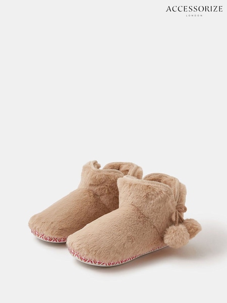 Accessorize Natural Fluffy Braided Slipper Boots (G13408) | AED212