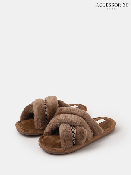 Accessorize Fluffy Braid Crossover Slide Slippers (G13426) | 35 €