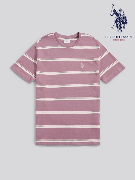 U.S. Polo Assn Purple Terry Stripe T-Shirt (G13800) | AED204