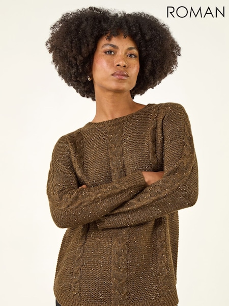 Roman Brown Speckled Cable Knit Jumper (G13830) | €53
