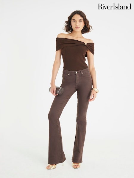 River Island Brown Mid Rise Bootcut Jeans (G13907) | €59