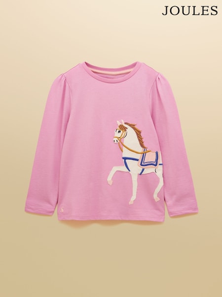 Rosa - Joules Girls' Pink Applique Long Sleeve Top