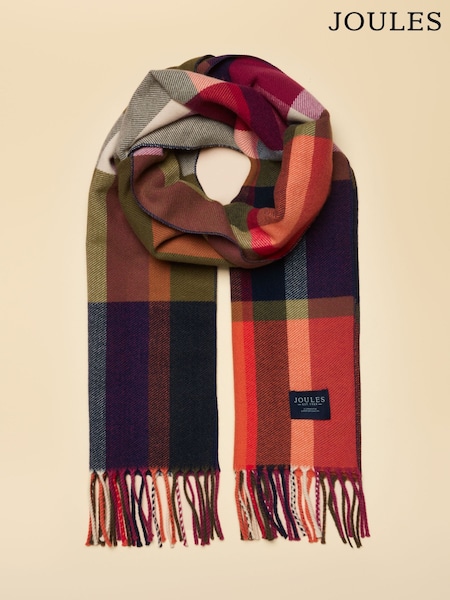 Khaki & Orange Check - Joules Langtree Scarf