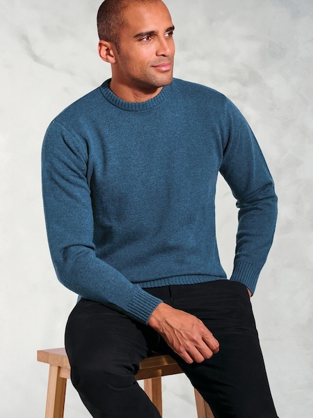 Brook Taverner Blue Lambswool Crew Neck Jumper (G14156) | R$ 590