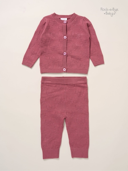 Rock-A-Bye Baby Boutique Pink Baby Knit Cardigan and Leggings Set (G14174) | AED140
