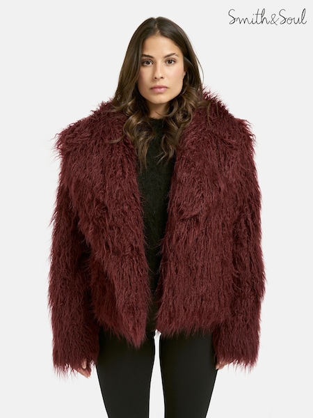 Smith & Soul Red Faux Fur Jacket (G14196) | €216