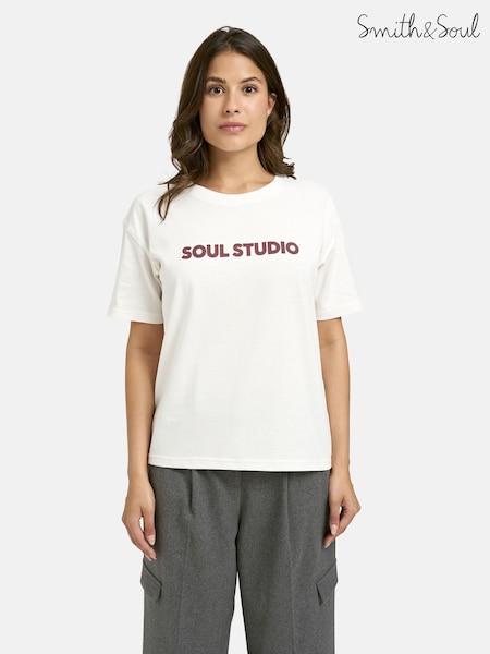 Smith & Soul Cream Slogan T-Shirt (G14198) | 223 QAR