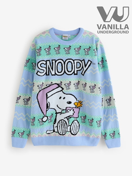 Vanilla Underground Blue Peanuts Snoopy Christmas Jumper (G14240) | €59