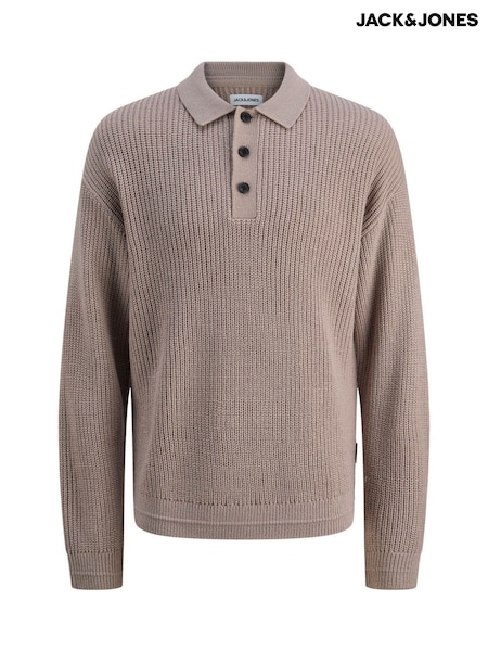 JACK & JONES Pink Knitted Polo Jumper (G14254) | €42